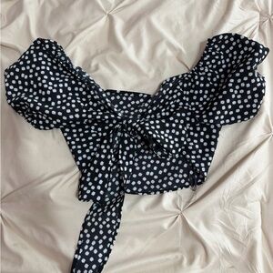 SHEIN Black and White Floral Crop Top